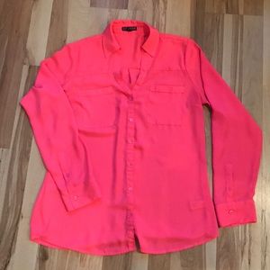 Neon pink Express Portofino Blouse size M